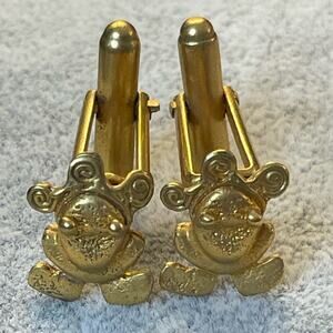Vintage gold plated cufflinks tribal frog for French cuffs